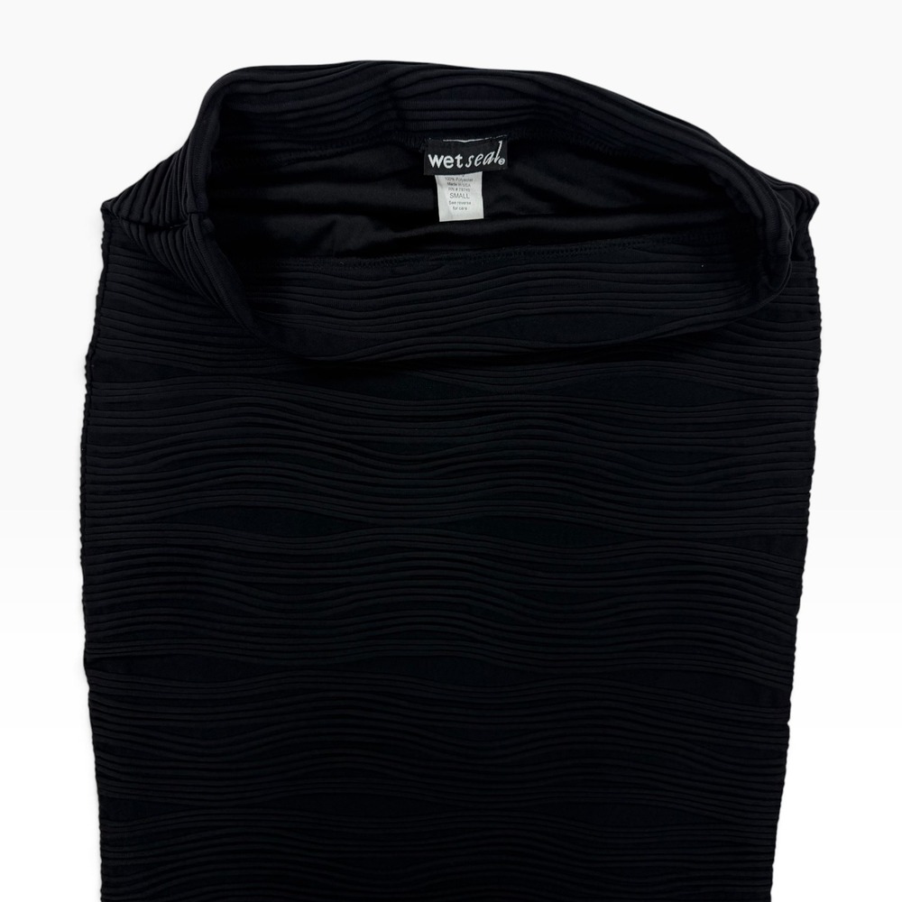 Vintage Wet Seal Y2K Black Textured Ribbed Bodycon Mini Skirt Size Small